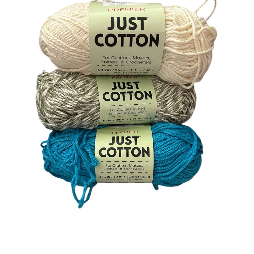 Premier Just Cotton Yarn Set in Cream, Green, and Blue